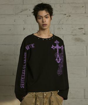 [0109] 크로스 아일렛 넥 롱슬리브 - 블랙