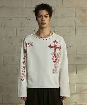 [0109] 크로스 아일렛 넥 롱슬리브 - 화이트