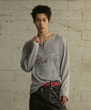 [0108] 리벳 헨리넥 지퍼 롱슬리브 - 그레이