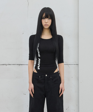 3/4 Sleeve Bodysuit / Black