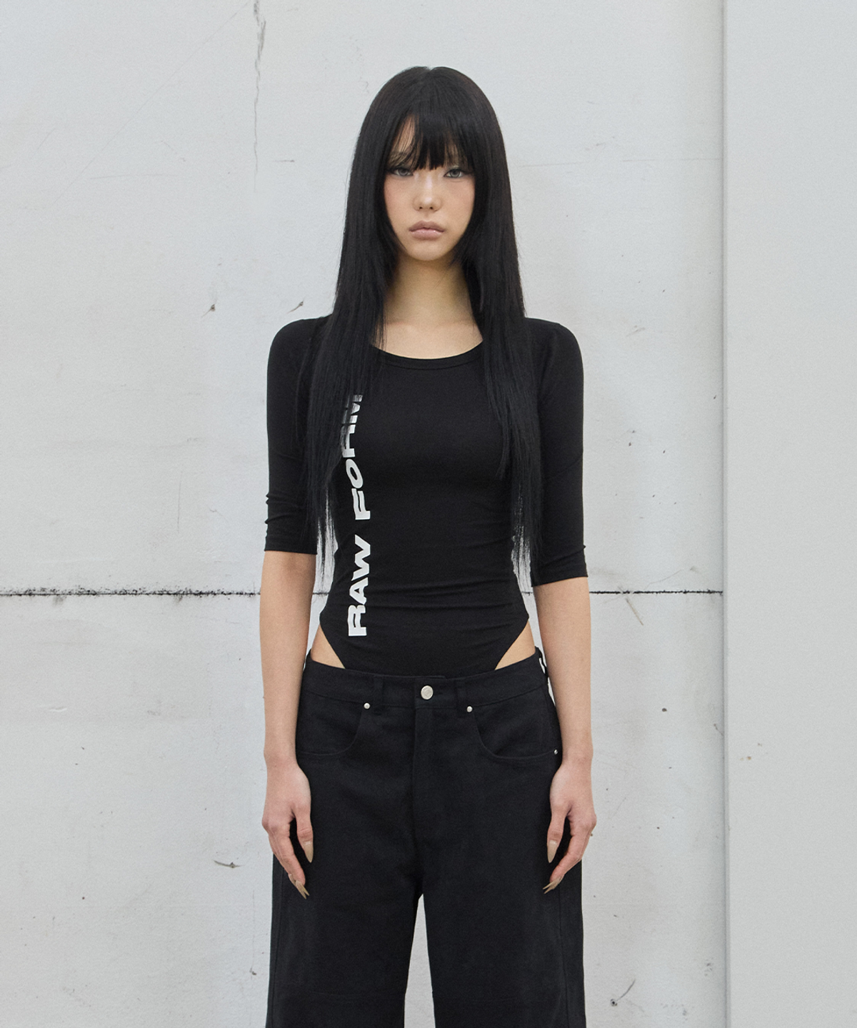 사일프레이(41PRAY) 3/4 Sleeve Bodysuit / Black