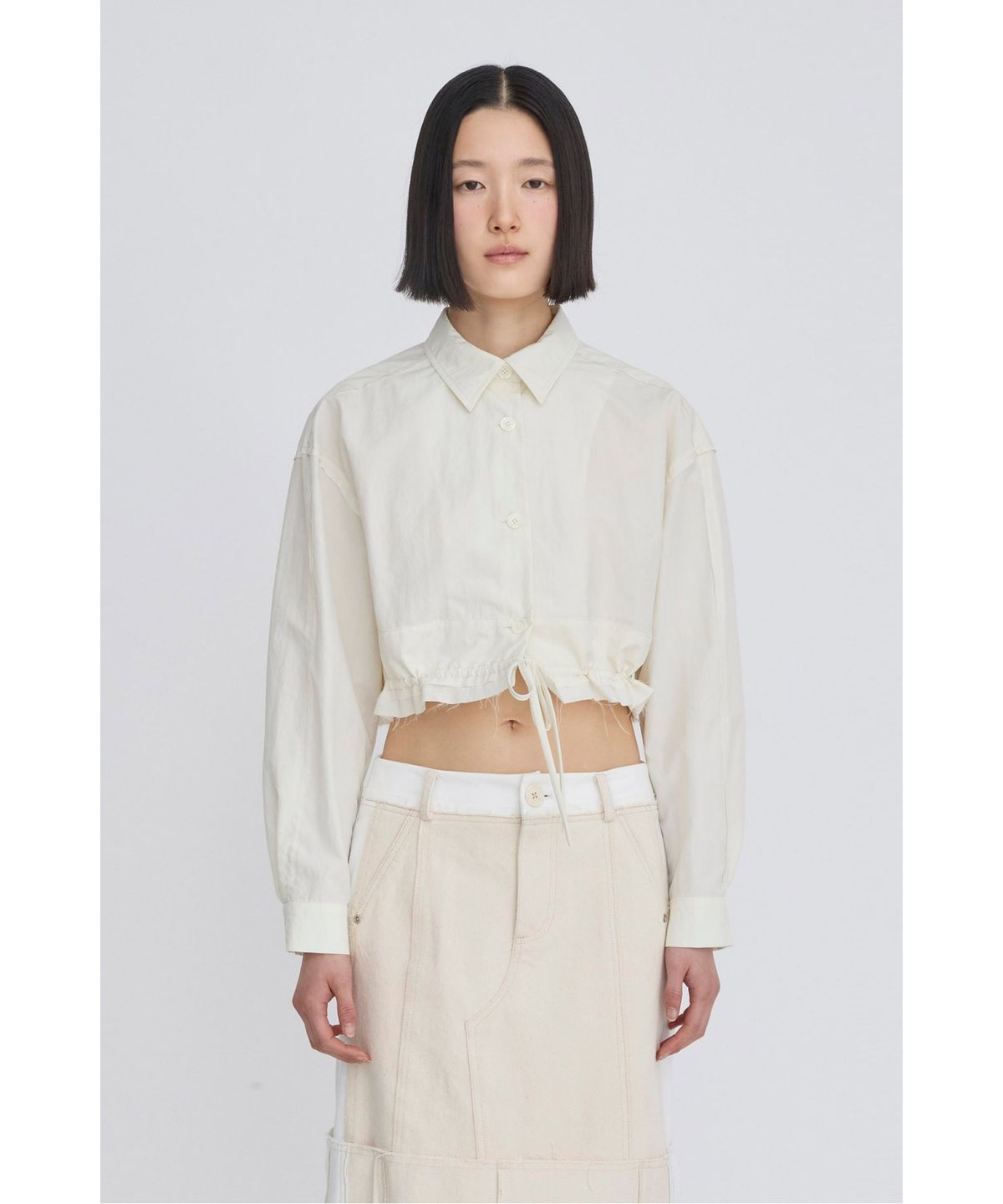 래코드(RECODE) Drawstring Cropped Shirt RQSAS26511WHX