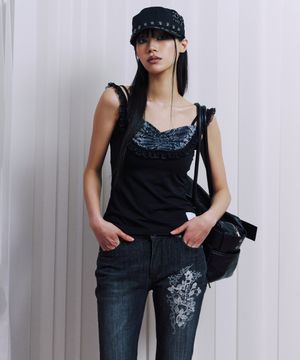 Black Python double strap sleeveless