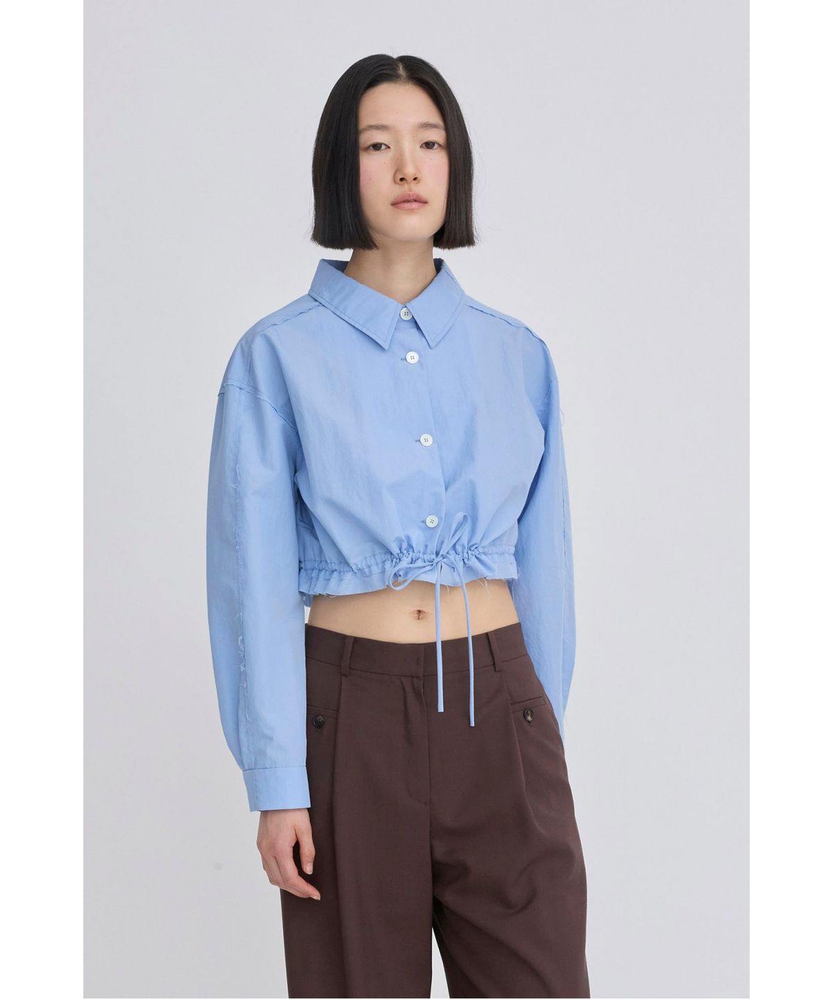 래코드(RECODE) Drawstring Cropped Shirt RQSAS26511BUX