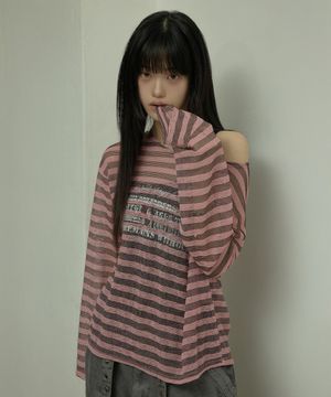 [0097] 타이포 스트라이프 시스루 롱슬리브 - 핑크