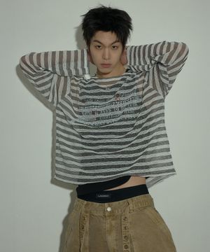 [0097] 타이포 스트라이프 시스루 롱슬리브 - 화이트