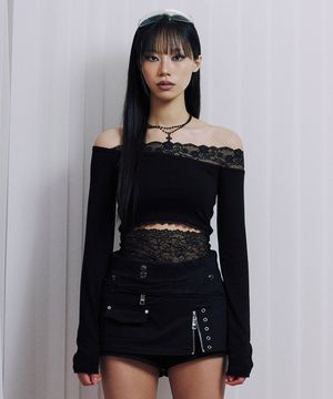 Black lace off shoulder longsleeve