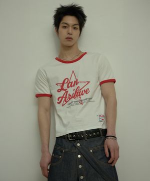 [0094] LAN 스타 로고 링거 티셔츠 - 아이보리