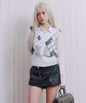 White argyle cardigan