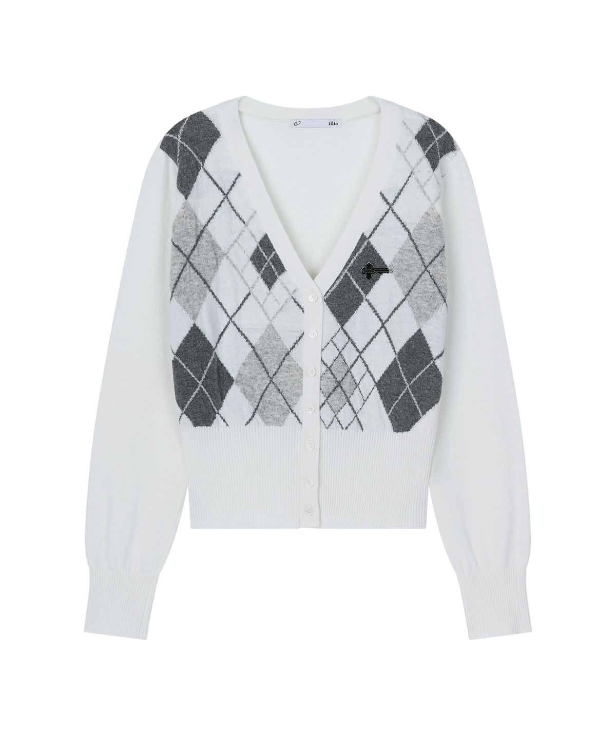 일리오(ILLIO) White argyle cardigan