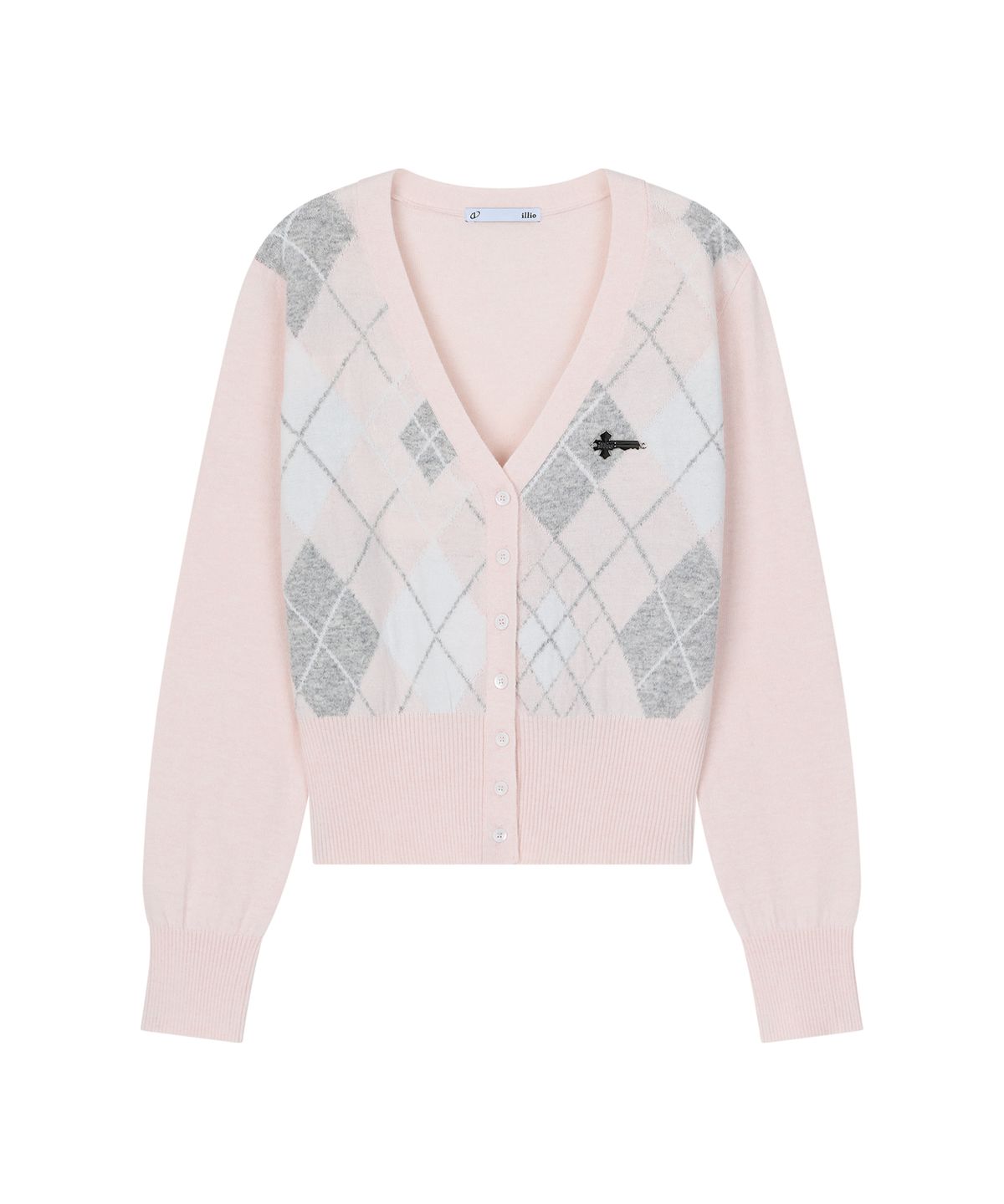 일리오(ILLIO) Pink argyle cardigan