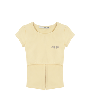 Hooked Cutout Short Sleeve Top / Yellow