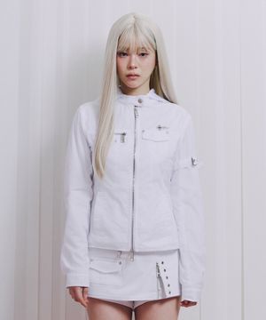 White Biker windbreaker jacket -S-