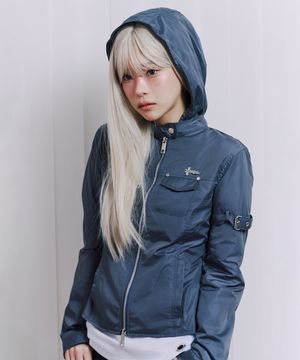 Charcoal Biker windbreaker jacket -S-