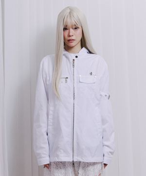 White Biker windbreaker jacket -M-