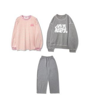 [3PACK] 트위스터 맨투맨+긴팔+긴바지 (핑크)