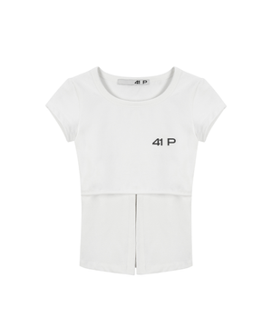 Hooked Cutout Short Sleeve Top / White