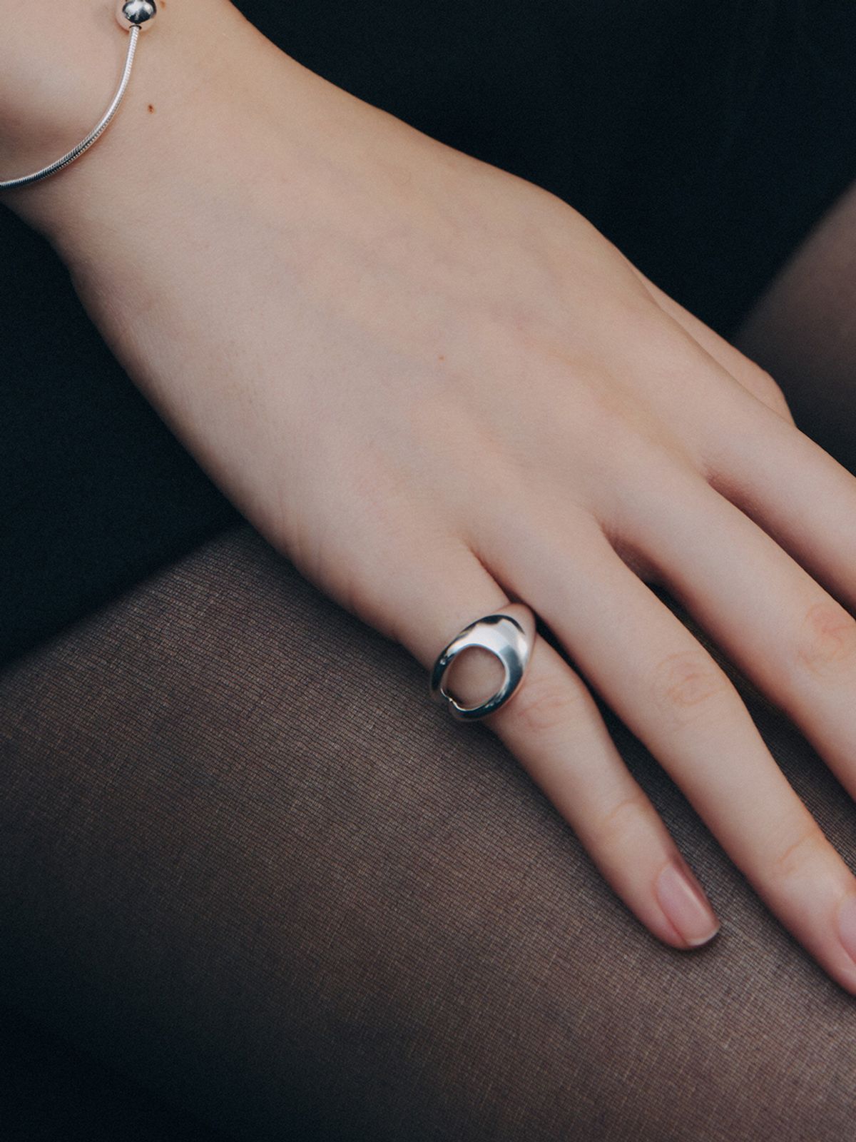 이너프(ENUFF) (silver 925) Cutout pinky ring