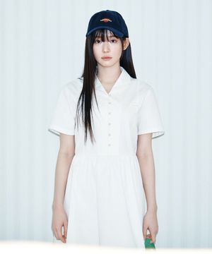 [최윤지 착용] 우먼 카라 하프소매 원피스 아이보리