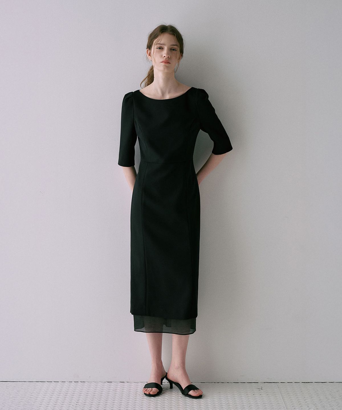 라메레이(LAMEREI) Classic Boat-Neck Dress[LMBFSPDR809]-Black