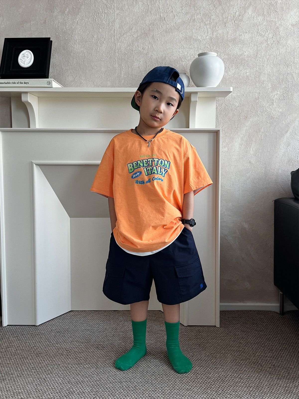 베네통키즈(BENETTONKIDS) [Online Exclusive] 5부 화섬 팬츠_QAPT09631NY