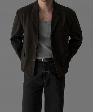 스웨이드 크롭 블레이저 [브라운]