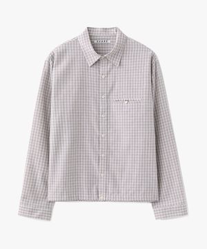 (우먼)크링클 체크 크롭 셔츠 핑크