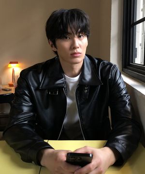 버클 레더 카라 자켓_BLACK