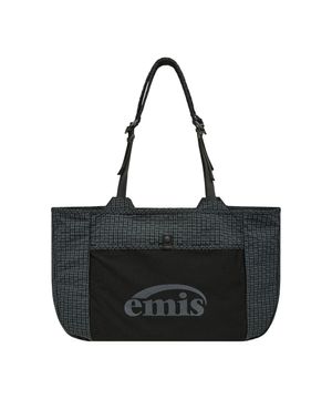 PACKABLE CHECK SHOPPER BAG-BLACK