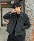 버클 스웨이드 레더 카라 자켓_BLACK