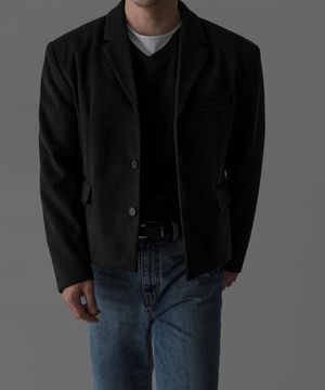 스웨이드 크롭 블레이저 [블랙]