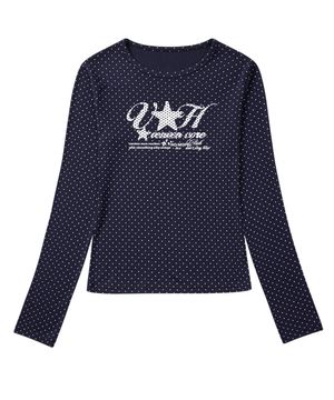 VH 스타 로고 도트 슬림핏 롱슬리브_네이비