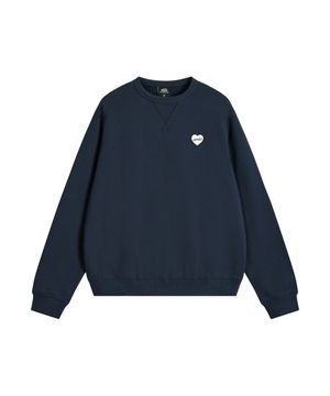 HEART RUBBER PATCH SWEATSHIRT-NAVY