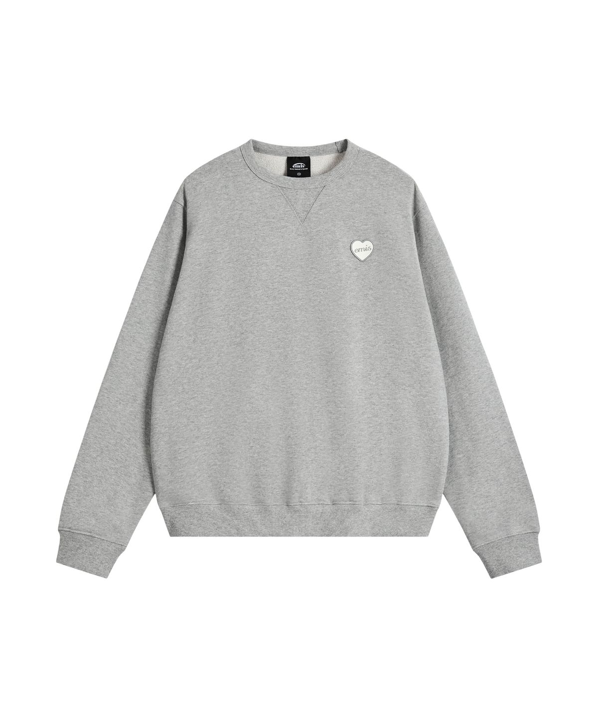 이미스(EMIS) HEART RUBBER PATCH SWEATSHIRT-MELANGE GRAY