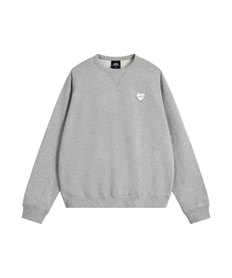 HEART RUBBER PATCH SWEATSHIRT-MELANGE GRAY