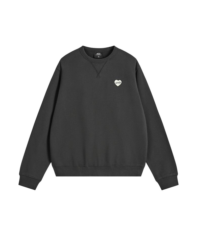 HEART RUBBER PATCH SWEATSHIRT-BLACK