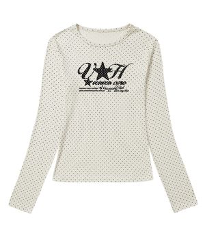 VH 스타 로고 도트 슬림핏 롱슬리브_크림