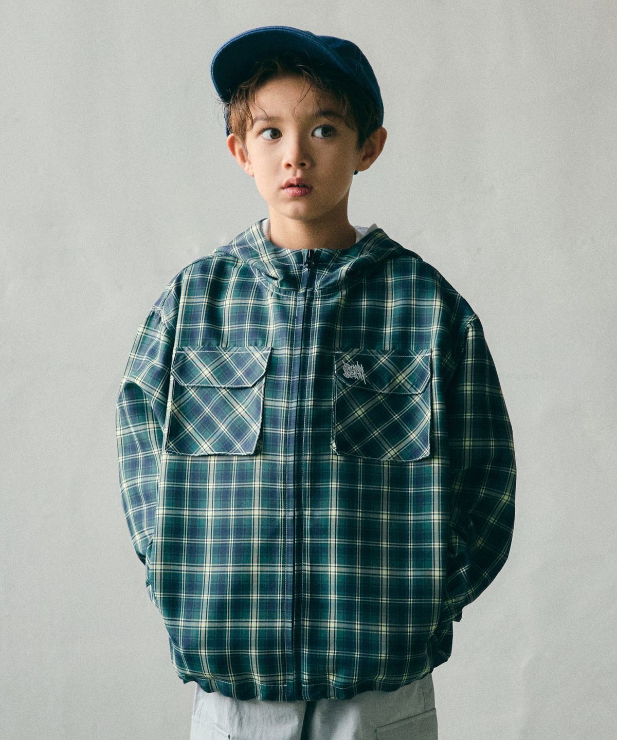 브라운브레스 키즈(BROWNBREATH KIDS) KIDS TAG CHECK WINDBREAKER - GREEN