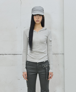 Half-Zip Hoodie / Light Grey