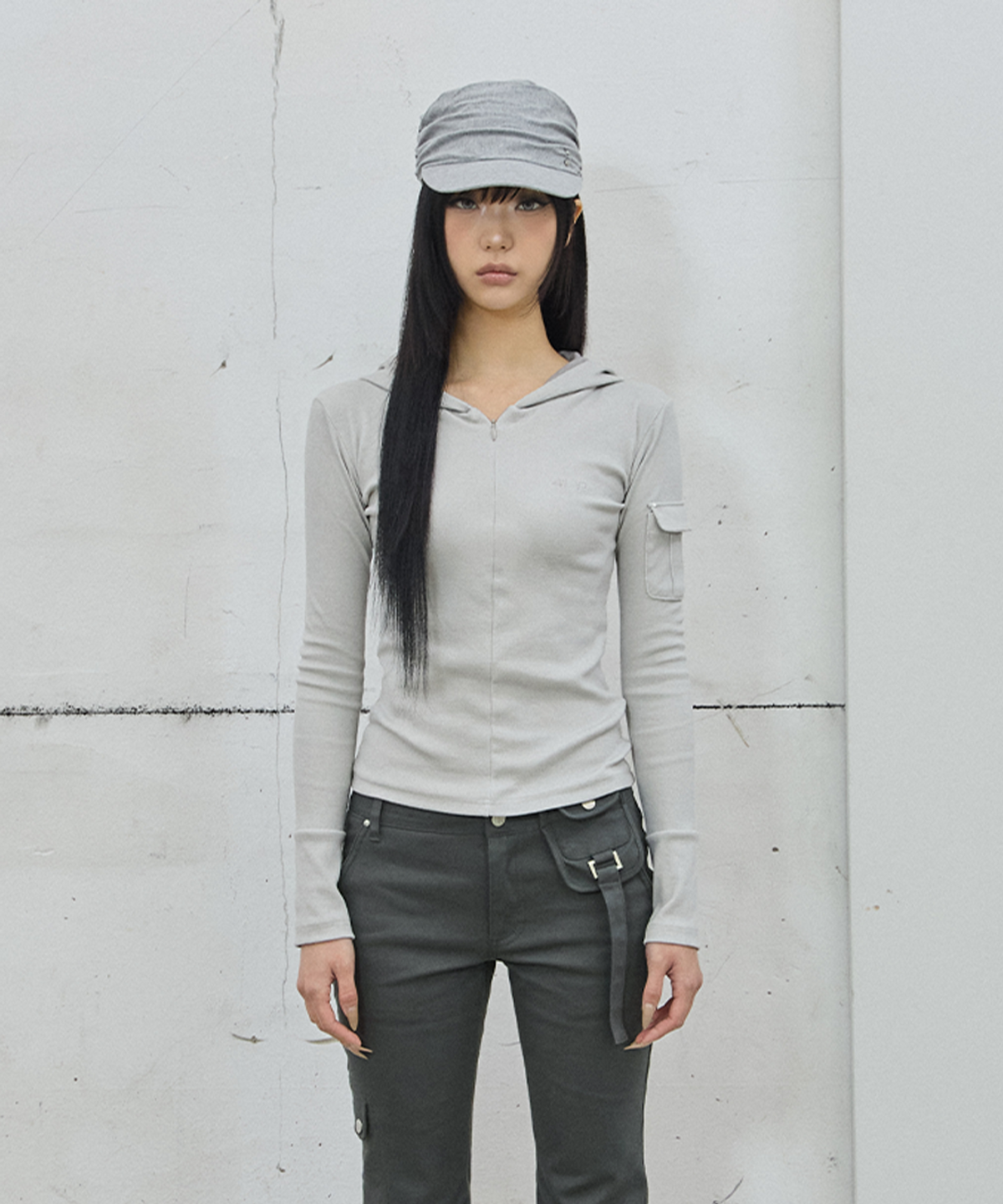 사일프레이(41PRAY) Half-Zip Hoodie / Light Grey