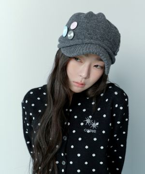 그레인 라운드 넥 도트 니트 가디건 (2컬러)