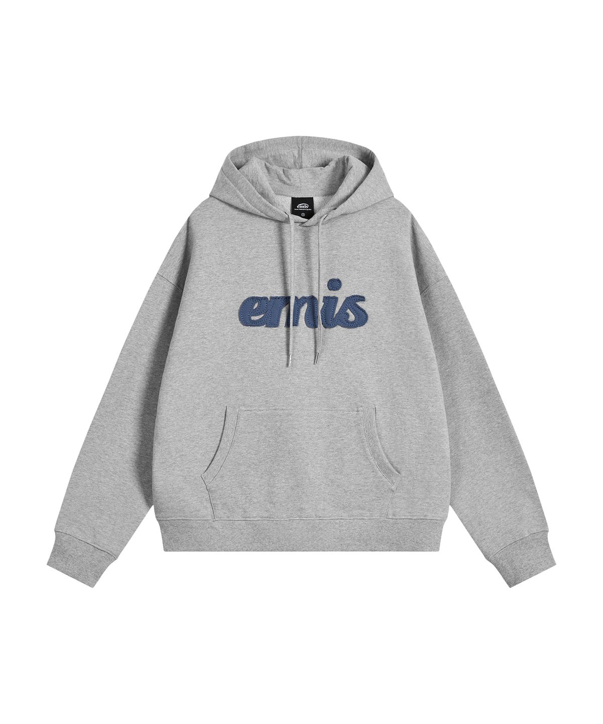 이미스(EMIS) COLOR-BLOCK APPLIQUE HOODIE-GRAY