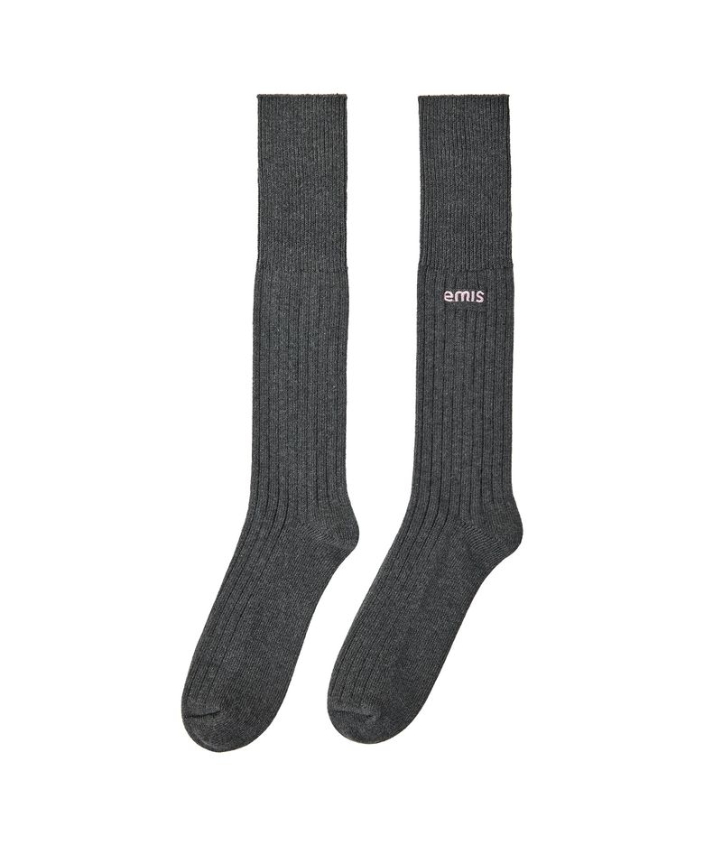 (W)TWO-WAY RIBBED SOCKS-CHARCOAL