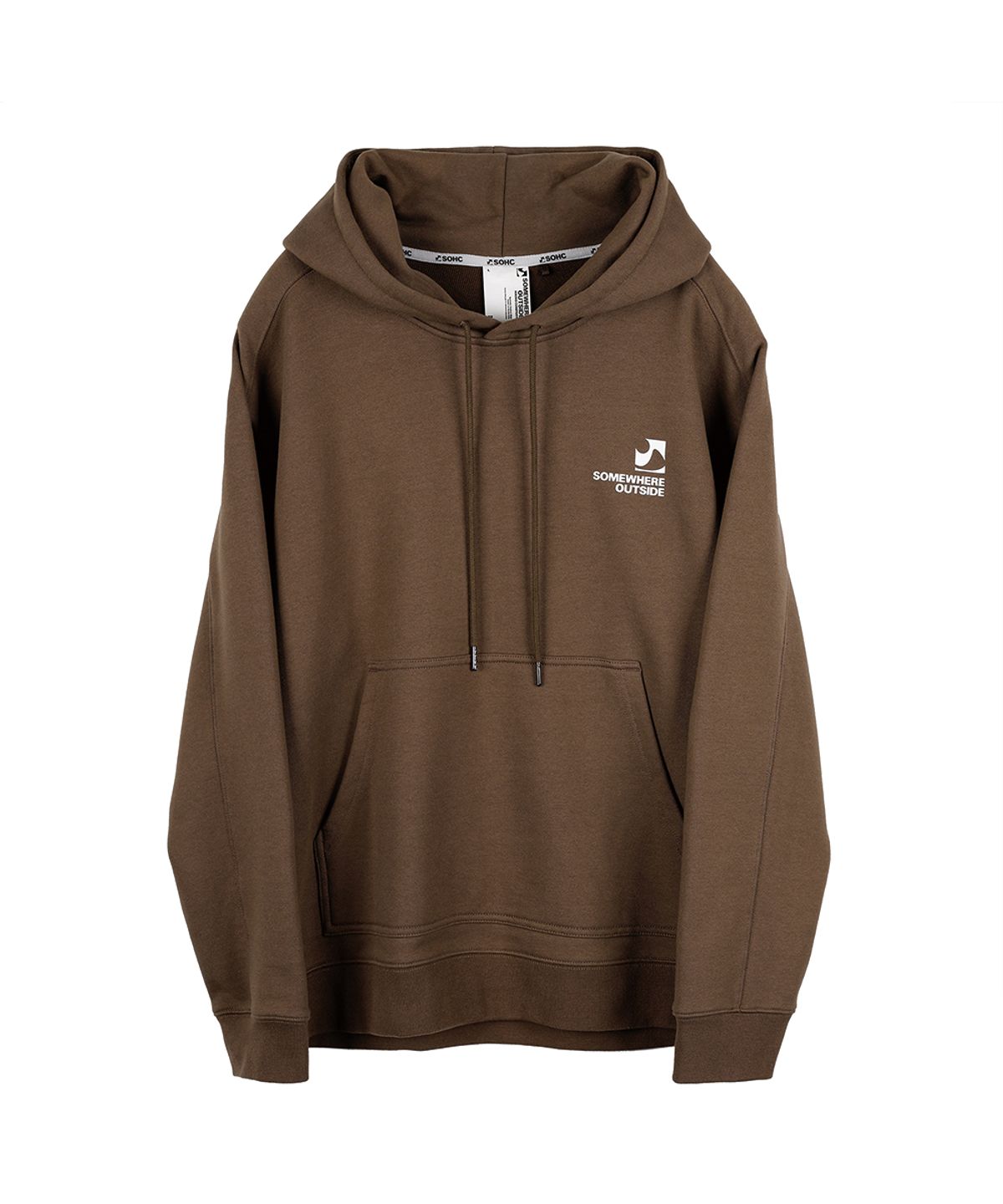 썸웨어 아웃사이드 하이킹 컴퍼니(SOMEWHERE OUTSIDE HIKING COMPANY) 백 로고 후드 탑_BROWN