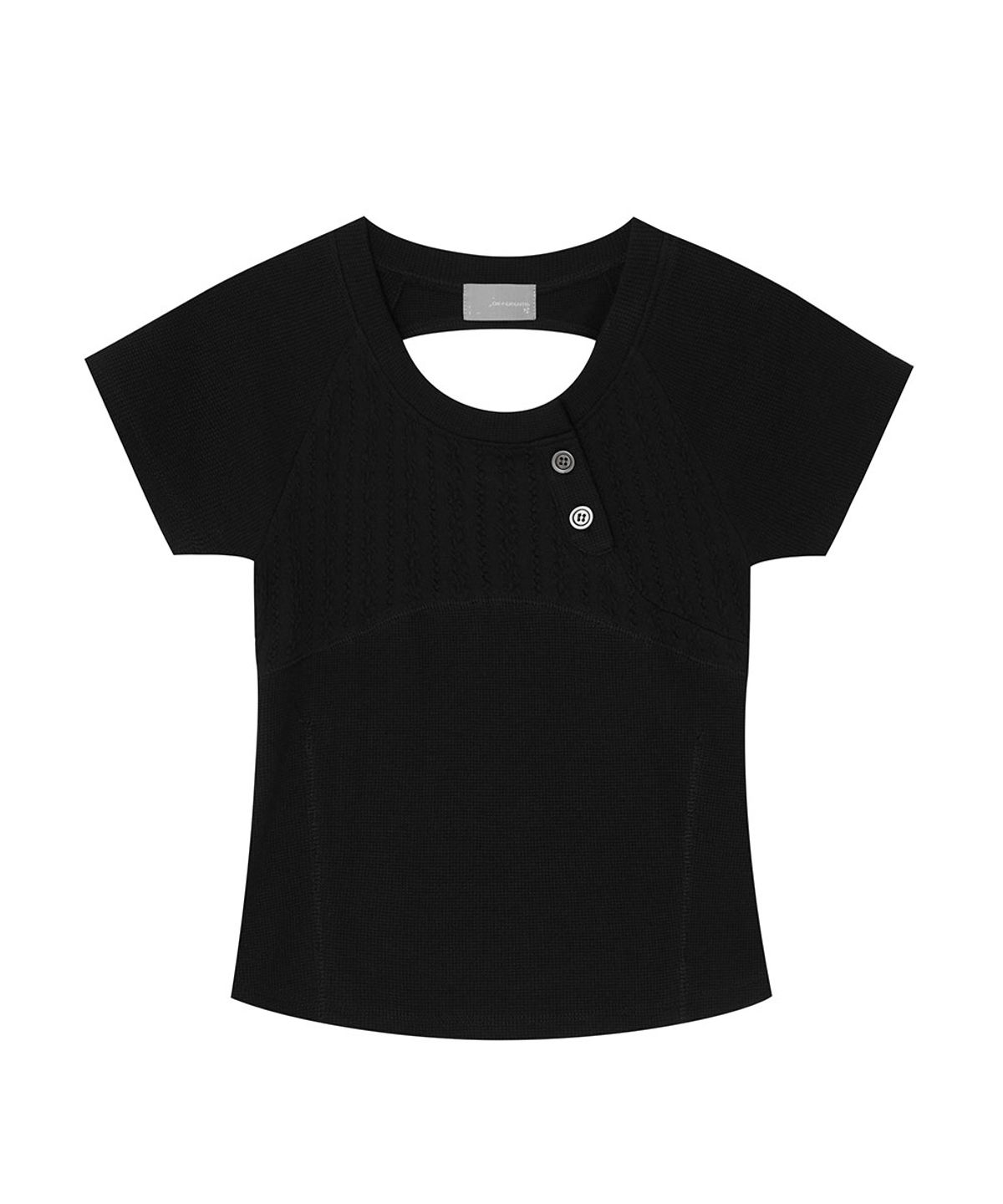 디프런티스(DIFFERENTIS) Henley Waffle Top (BK)
