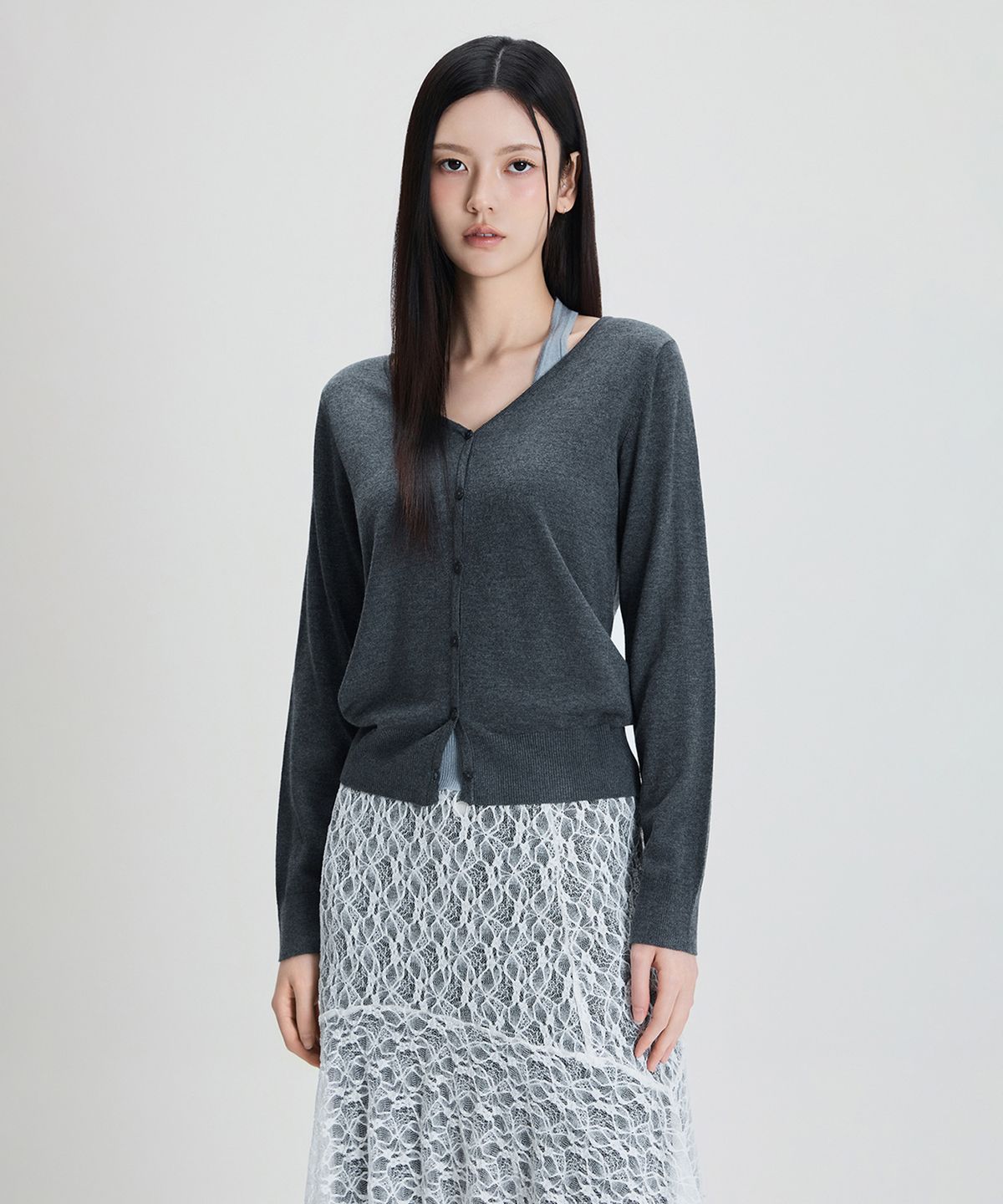 미쏘(MIXXO) 홀터넥 레이어드 루즈핏 가디건_MIWCKG306T