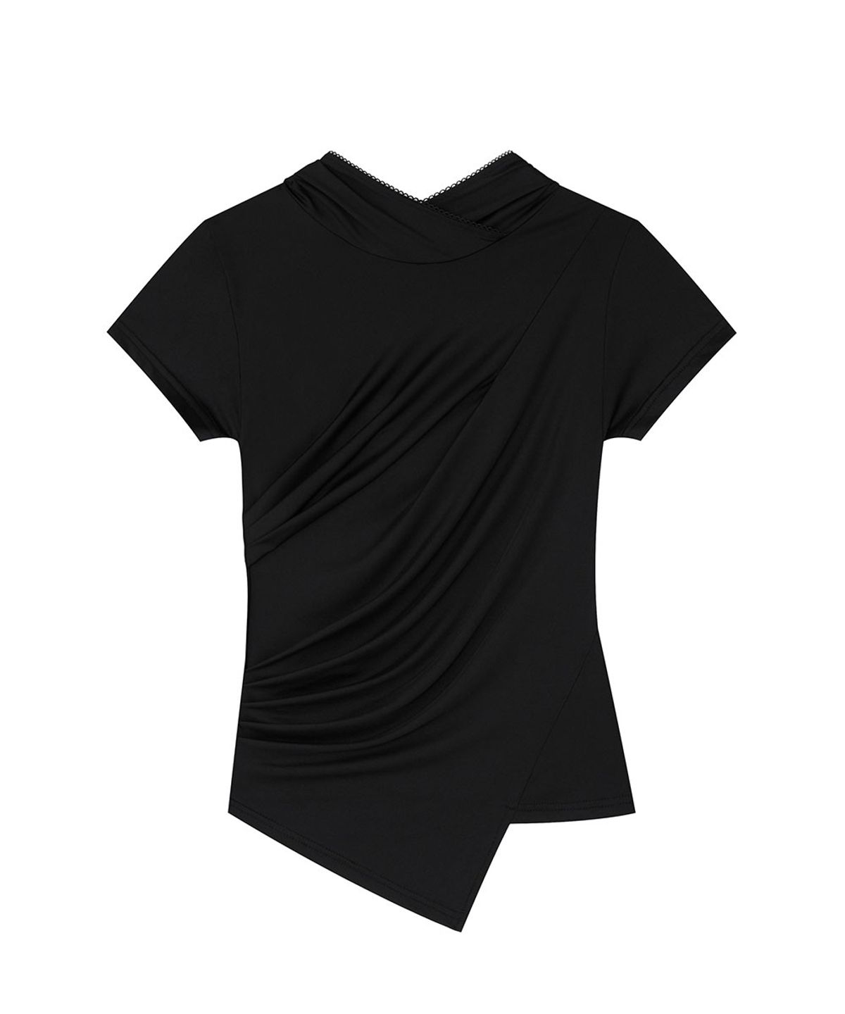 디프런티스(DIFFERENTIS) Hooded Drape Top (BK)