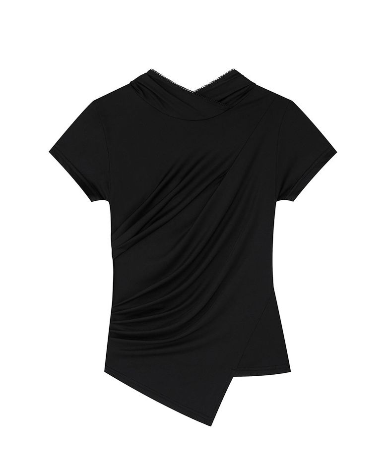 Hooded Drape Top (BK)