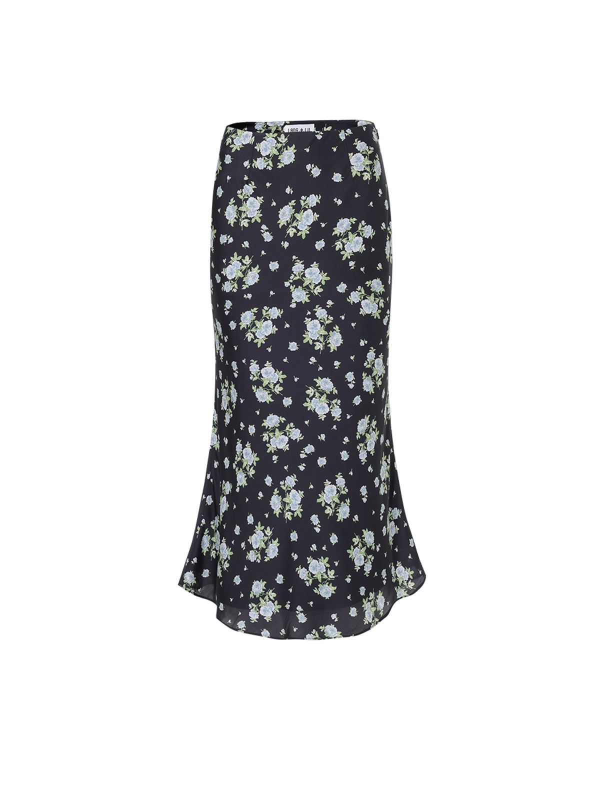 랭앤루(LANGNLU) DELILAH Satin Long Skirt(딜라일라)_BLUE FLOWER