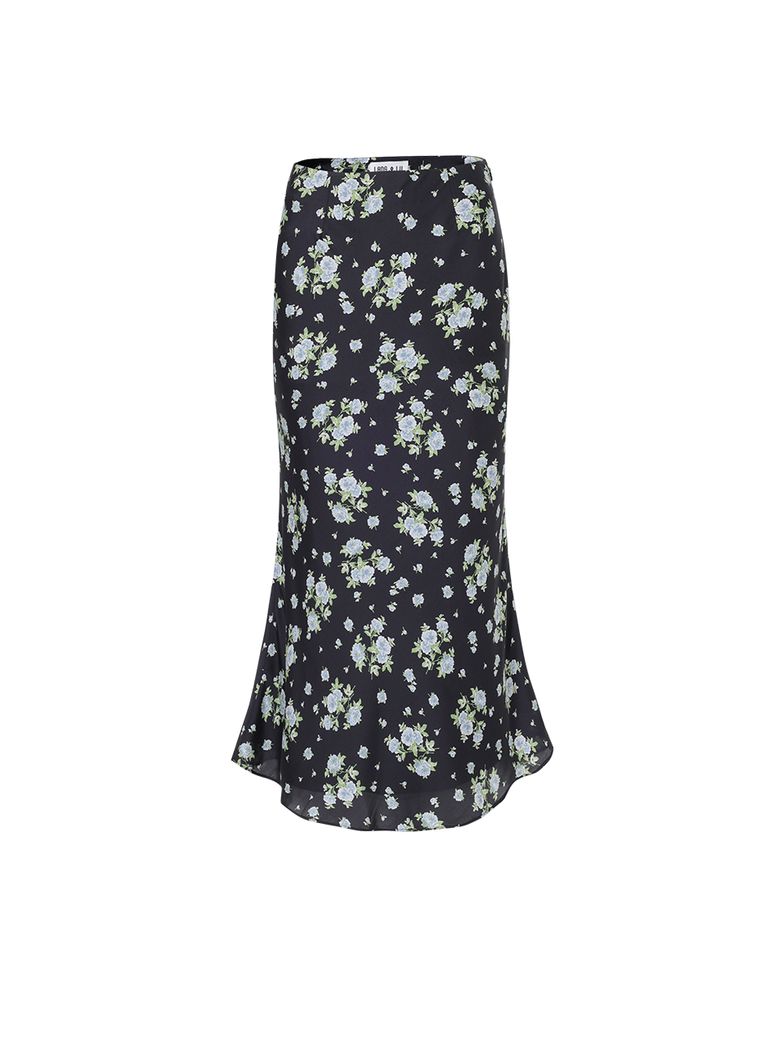 DELILAH Satin Long Skirt(딜라일라)_BLUE FLOWER